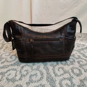 THE SAK Brown Authentic Leather Multicolor Lining Shoulder Strap Rustic Bag OS